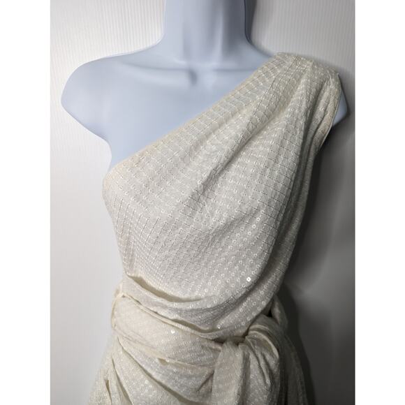 Elliatt Aridsia Ivory Sequin One Shoulder Mini Dress Sash NWT Size Small - Picture 5 of 15
